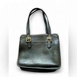 Coach Black Leather Tote with Gold Accents Vintage